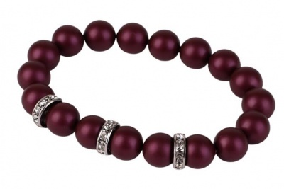 Karkötő, bíborlila SWAROVSKI® gyöngyből, fehér rondella kristállyal, 10mm, ART CRYSTELLA® M