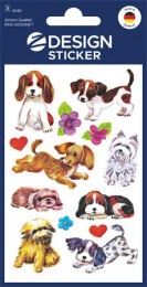 Matrica, papír, 3 ív, 76x120 mm, AVERY ZWECKFORM, &quot;Z-Design No.4340&quot;, kiskutyusok